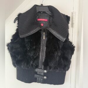 Jennifer J Black Rabbit Fur Vest Size Large